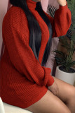 Красные модные знаменитости для взрослых однотонные пуловеры водолазка с длинным рукавом до колен юбка-карандаш платья