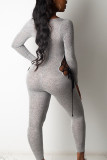 Schwarze, sexy, einfarbige, ausgehöhlte Frenulum-Jumpsuits mit U-Ausschnitt aus Milchfaser
