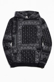 Black Work Daily Print Hooded Collar Outerwear