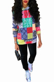 multicolor Fashion Casual Adult Print Patchwork Hooded Collar Long Sleeve Regular Sleeve Regular Two Pieces