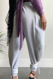 Grey Sexy Casual Sportswear Solid Bandage Pants Loose Bottoms