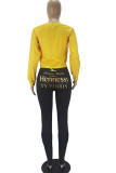 Желтые и синие модные повседневные пуловеры с принтом для взрослых и топы с круглым вырезом