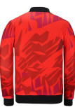 Red Street Knitting Print O Neck Outerwear