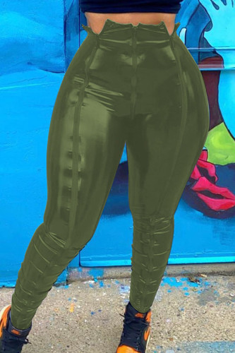 Green Sexy Solid Skinny Bottoms