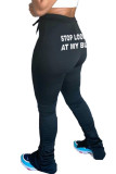 Pantalon coupe botte noir avec lettres imprimées pour adultes, Fashion Street