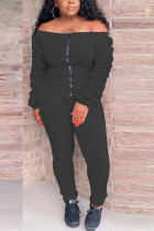 Schwarze, lässige, einfarbige, schmale Jumpsuits mit Falten und Bateau-Ausschnitt aus Fasern