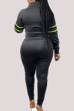 黒のファッションスポーツウェア大人の綾織りサテン固体パッチワークターンダウンカラー長袖レギュラースリーブレギュラー XNUMX 枚