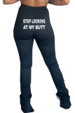 Pantalones con corte de bota y letras con estampado de letras para adultos de Fashion Street negro