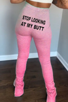 Pantalones cortos con corte de bota y letras con estampado de letras para adultos de Fashion Street rosa