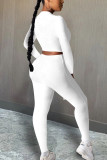 Branco moda sexy adulto impressão bandagem o pescoço manga longa manga regular curta duas peças
