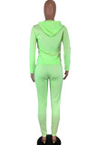Dark green Fashion Sportswear Adult Solid Draw String Hooded Collar Long Sleeve Regular Sleeve Regular Two Pieces