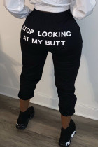 Pantalones ajustados con letras estampadas para adultos ropa deportiva de moda negra