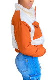 Prendas de abrigo de cuello mandarín patchwork patchwork adulto casual moda naranja