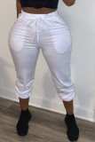 Witte mode sportkleding skinny broek met letterprint voor volwassenen