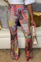 colore Pantaloni dritti patchwork con stampa in raso spigato per adulti casual alla moda