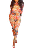 Разноцветная модная повседневная водолазка из саржевого атласа с принтом в стиле пэчворк для взрослых с длинным рукавом, обычный рукав, два предмета
