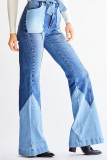 Высокие брюки в стиле пэчворк с завязками нежно-голубого цвета