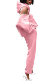 Rosa Mode Casual Vuxen Solid rygglös huva Långärmad från axeln Två delar