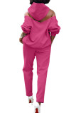 ピンク ファッション カジュアル 大人 ソリッド バックレス フード付き襟 長袖 オフショルダー XNUMX 枚