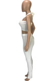 Белый модный сексуальный взрослый мэм лоскутное однотонный костюм из двух предметов карандаш без рукавов из двух предметов
