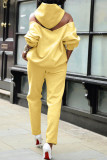 Желтый модный повседневный однотонный воротник с капюшоном и открытой спиной для взрослых, длинный рукав, с открытыми плечами, две штуки
