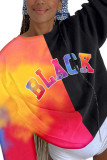Capispalla O Neck patchwork tie-dye con stampa street nera