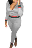 アーミーグリーン カジュアル ツイルサテン ソリッド パッチワーク フード付き 襟 長袖 レギュラースリーブ レギュラー ツーピース