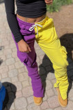 Фиолетовый Повседневный пэчворк с прямыми брюками