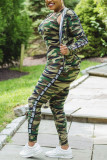 Camouflage Casual Camouflage Print Vest Vesten O-hals Lange Mouw Twee Stukken