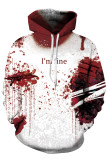 White Fashion Street Adult Print Patchwork Pullovers Hooded Collar Outerwear