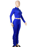 Red Fashion Sexy Street Party Solid Fold Pullovers Pants Half A Turtleneck Long Sleeve Regular Sleeve Regular Two Pieces