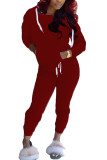 レッド ファッション カジュアル 大人 ツイル サテン ソリッド パッチワーク フード付き襟 長袖 レギュラー スリーブ レギュラー XNUMX 枚