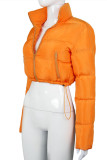 Orange Casual Solid Turndown-krage Ytterkläder
