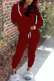 Красный модный повседневный саржевый атлас для взрослых, однотонный лоскутный воротник с капюшоном, длинный рукав, обычный рукав, обычные две части
