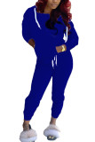 ブルー ファッション カジュアル 大人 ツイル サテン ソリッド パッチワーク フード付き襟 長袖 レギュラー スリーブ レギュラー XNUMX 枚