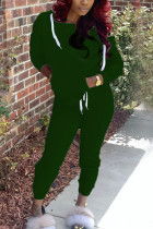 ダークグリーン ファッション カジュアル 大人 ツイル サテン ソリッド パッチワーク フード付き襟 長袖 レギュラー スリーブ レギュラー XNUMX 枚