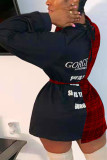 Patchwork patchwork scozzese adulto sexy moda rossa con mini abito camicia a maniche lunghe con scollo a V e cintura