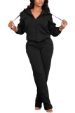 Серый модный повседневный однотонный воротник с капюшоном для взрослых, длинный рукав, обычный рукав, обычные две части