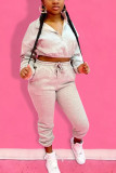 Розовая спортивная одежда Сплошной шнурок Воротник-молния с длинным рукавом Обычный рукав Из двух частей