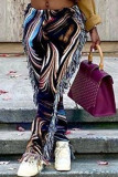 colore Pantaloni dritti con nappe patchwork per adulti Fashion Street