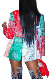 multicolor Adult Print Turn-back Collar Outerwear