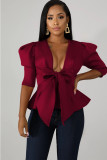 cardigan rose rouge manches courtes solide