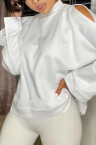 Vêtements d'extérieur blancs à col rond pour adultes, patchwork uni