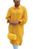 Schwarz-gelbe, elegante, gestreifte Oberbekleidung mit Umlegekragen
