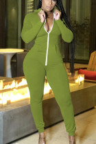 Groene sexy effen jumpsuits met V-hals