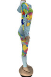 Abbigliamento sportivo moda blu Stampa per adulti Patchwork Colletto con cappuccio Manica lunga Manica regolare Due pezzi regolari