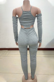 Black Fashion Sexy Adult Solid Fold Halter Skinny Jumpsuits