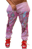 Pantalon imprimé décontracté pour adulte, mode rose, bas droit
