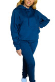 Синяя спортивная одежда Однотонный О-образный вырез С длинным рукавом Обычный рукав Обычный из двух частей