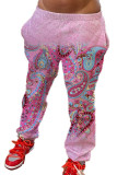Pantaloni rosa moda casual con stampa per adulti, fondo dritto